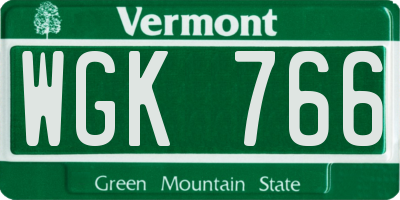 VT license plate WGK766