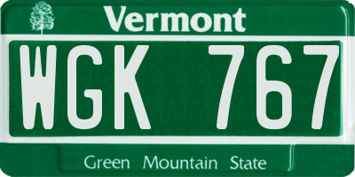 VT license plate WGK767