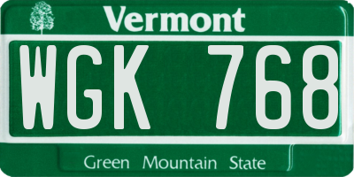 VT license plate WGK768