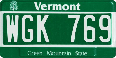 VT license plate WGK769