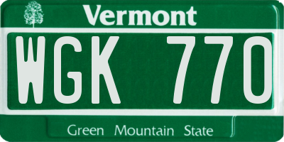 VT license plate WGK770