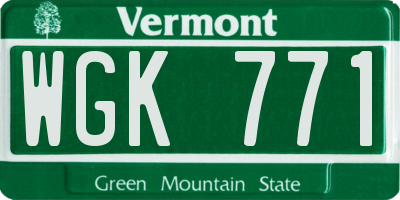 VT license plate WGK771