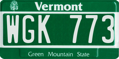 VT license plate WGK773