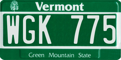 VT license plate WGK775