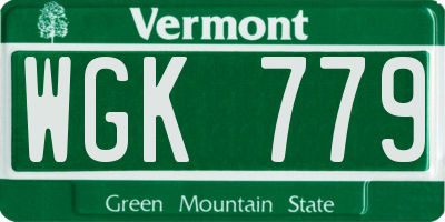 VT license plate WGK779