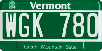 VT license plate WGK780