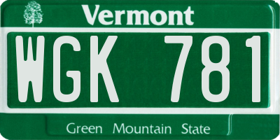 VT license plate WGK781