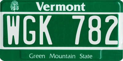 VT license plate WGK782