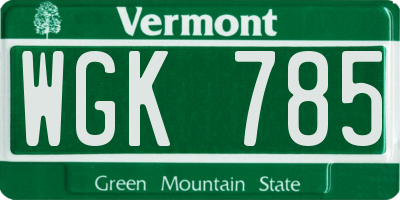 VT license plate WGK785