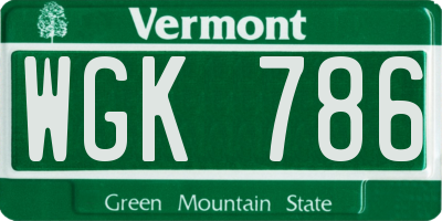 VT license plate WGK786
