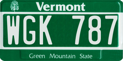 VT license plate WGK787