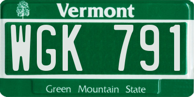 VT license plate WGK791