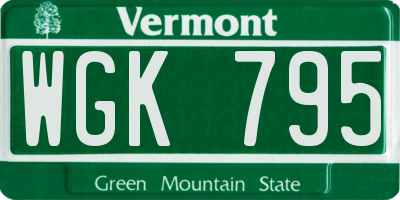 VT license plate WGK795