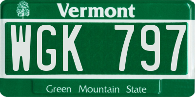 VT license plate WGK797