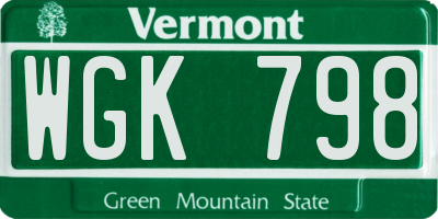 VT license plate WGK798
