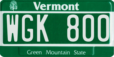 VT license plate WGK800