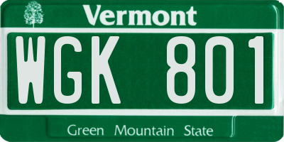 VT license plate WGK801
