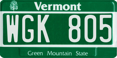 VT license plate WGK805