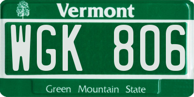 VT license plate WGK806