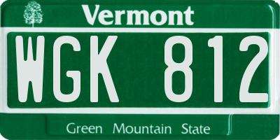VT license plate WGK812