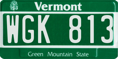 VT license plate WGK813