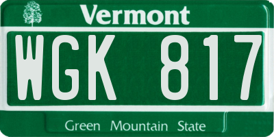 VT license plate WGK817