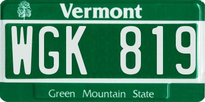 VT license plate WGK819