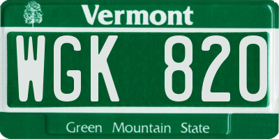 VT license plate WGK820