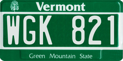 VT license plate WGK821