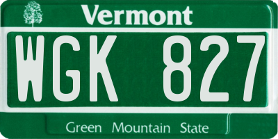 VT license plate WGK827