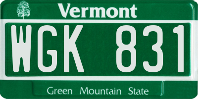 VT license plate WGK831
