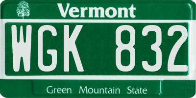 VT license plate WGK832