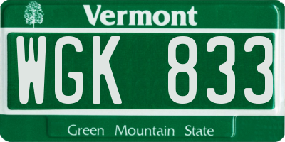 VT license plate WGK833