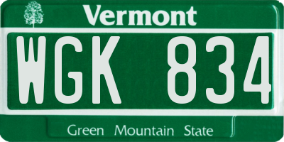 VT license plate WGK834