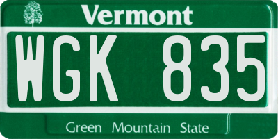 VT license plate WGK835