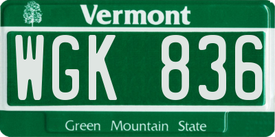 VT license plate WGK836