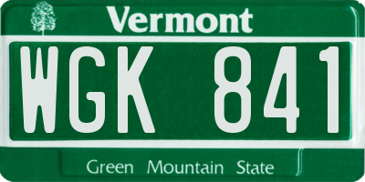 VT license plate WGK841