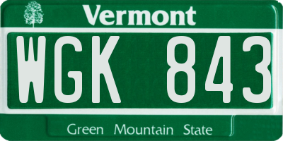 VT license plate WGK843