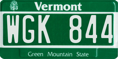 VT license plate WGK844