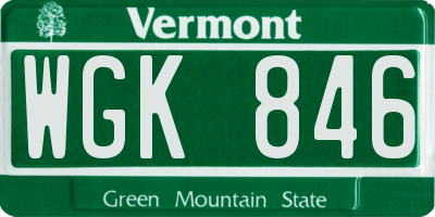 VT license plate WGK846
