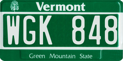 VT license plate WGK848