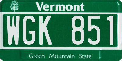 VT license plate WGK851