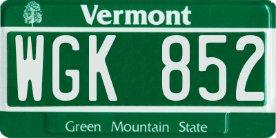 VT license plate WGK852