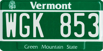 VT license plate WGK853
