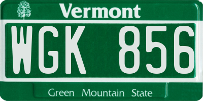 VT license plate WGK856