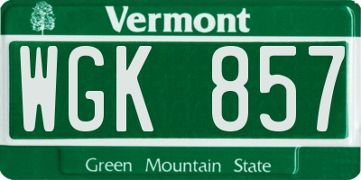 VT license plate WGK857