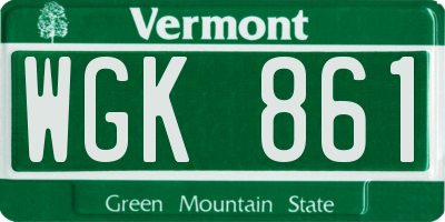 VT license plate WGK861
