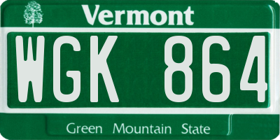VT license plate WGK864