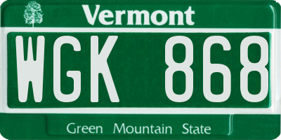 VT license plate WGK868
