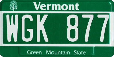 VT license plate WGK877